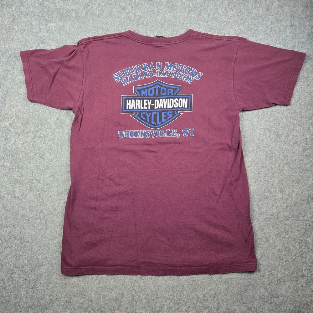 Harley Davidson Shirt Mens Large Red Suburban Motors Pocket Tee Biker Motorcycle